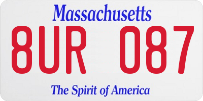 MA license plate 8UR087