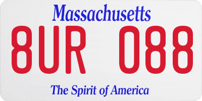 MA license plate 8UR088