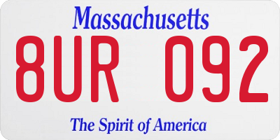 MA license plate 8UR092