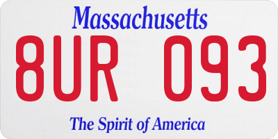 MA license plate 8UR093