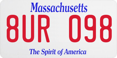 MA license plate 8UR098