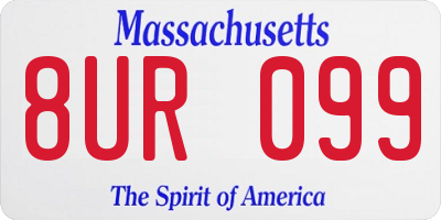 MA license plate 8UR099
