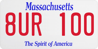 MA license plate 8UR100