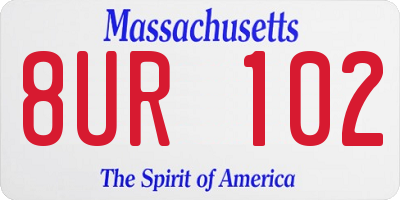 MA license plate 8UR102