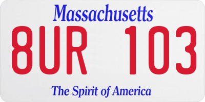 MA license plate 8UR103