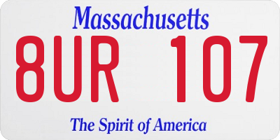 MA license plate 8UR107