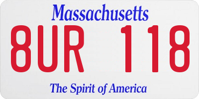 MA license plate 8UR118