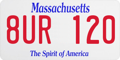 MA license plate 8UR120