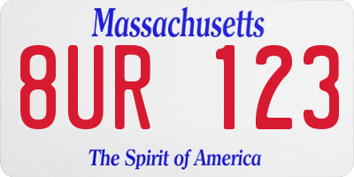 MA license plate 8UR123