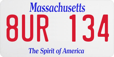 MA license plate 8UR134