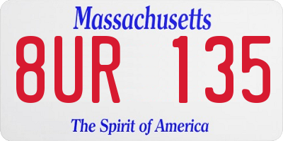 MA license plate 8UR135