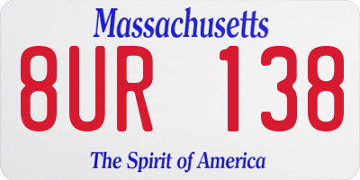 MA license plate 8UR138