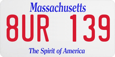 MA license plate 8UR139