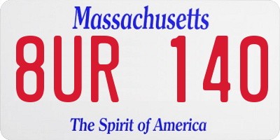 MA license plate 8UR140