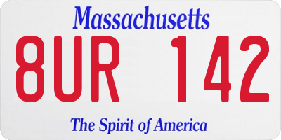 MA license plate 8UR142