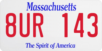 MA license plate 8UR143