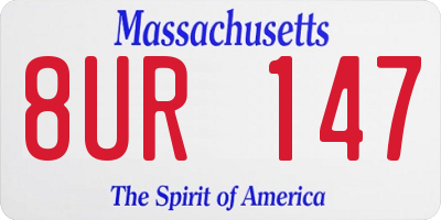 MA license plate 8UR147