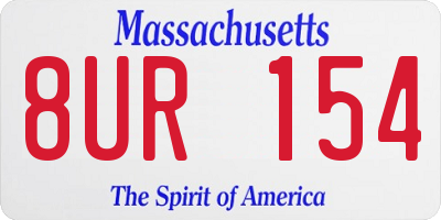 MA license plate 8UR154