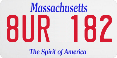 MA license plate 8UR182
