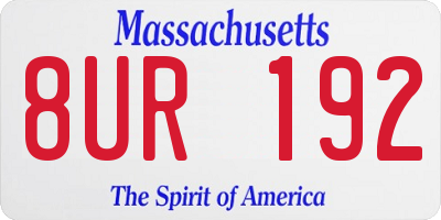MA license plate 8UR192