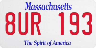 MA license plate 8UR193