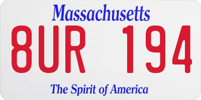 MA license plate 8UR194