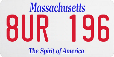 MA license plate 8UR196
