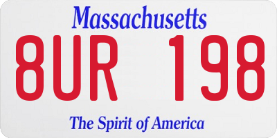 MA license plate 8UR198