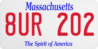 MA license plate 8UR202