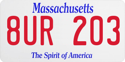 MA license plate 8UR203