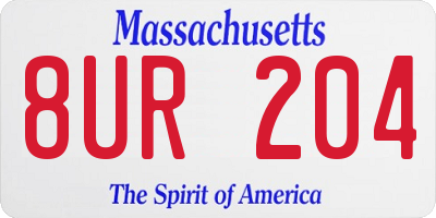 MA license plate 8UR204