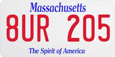 MA license plate 8UR205