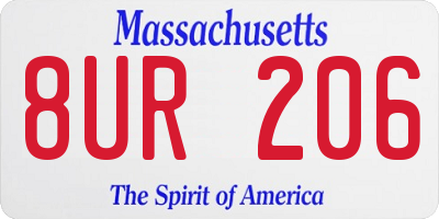 MA license plate 8UR206