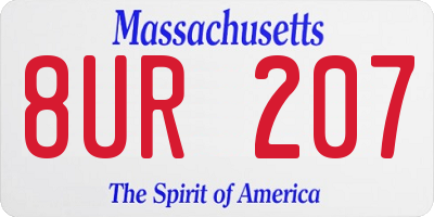 MA license plate 8UR207