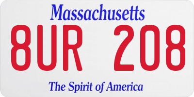 MA license plate 8UR208