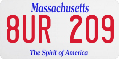 MA license plate 8UR209