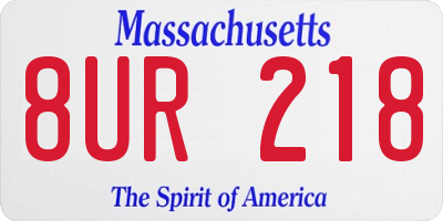 MA license plate 8UR218