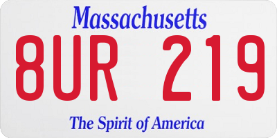 MA license plate 8UR219