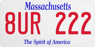 MA license plate 8UR222