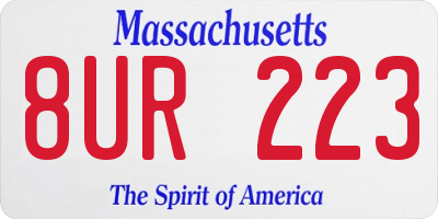 MA license plate 8UR223