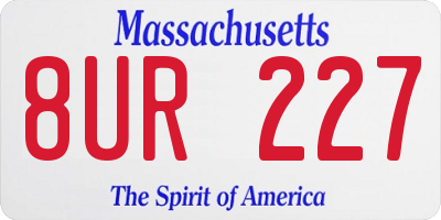 MA license plate 8UR227