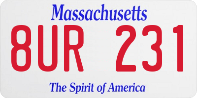 MA license plate 8UR231