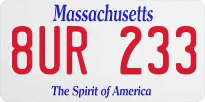 MA license plate 8UR233