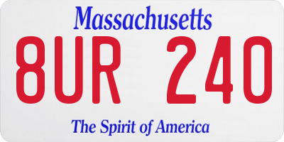 MA license plate 8UR240