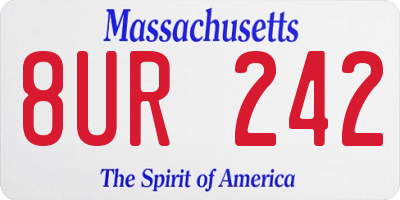 MA license plate 8UR242