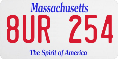 MA license plate 8UR254
