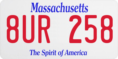 MA license plate 8UR258