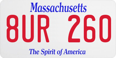 MA license plate 8UR260