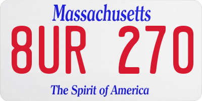 MA license plate 8UR270