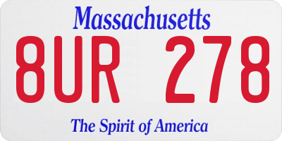 MA license plate 8UR278